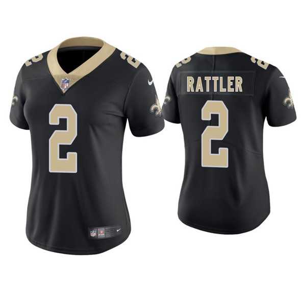 Women%27s New Orleans Saints #2 Spencer Rattler Black 2025 Vapor Limited Stitched Jersey Dzhi